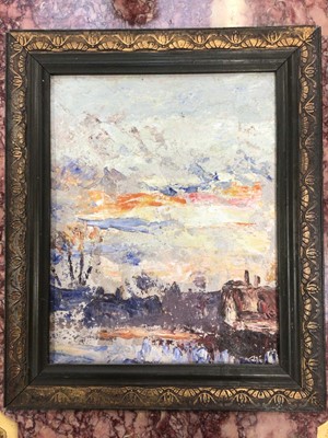 Lot 1771 - Jean Alexander (1911-1994) oil on board - Autumnal thatch