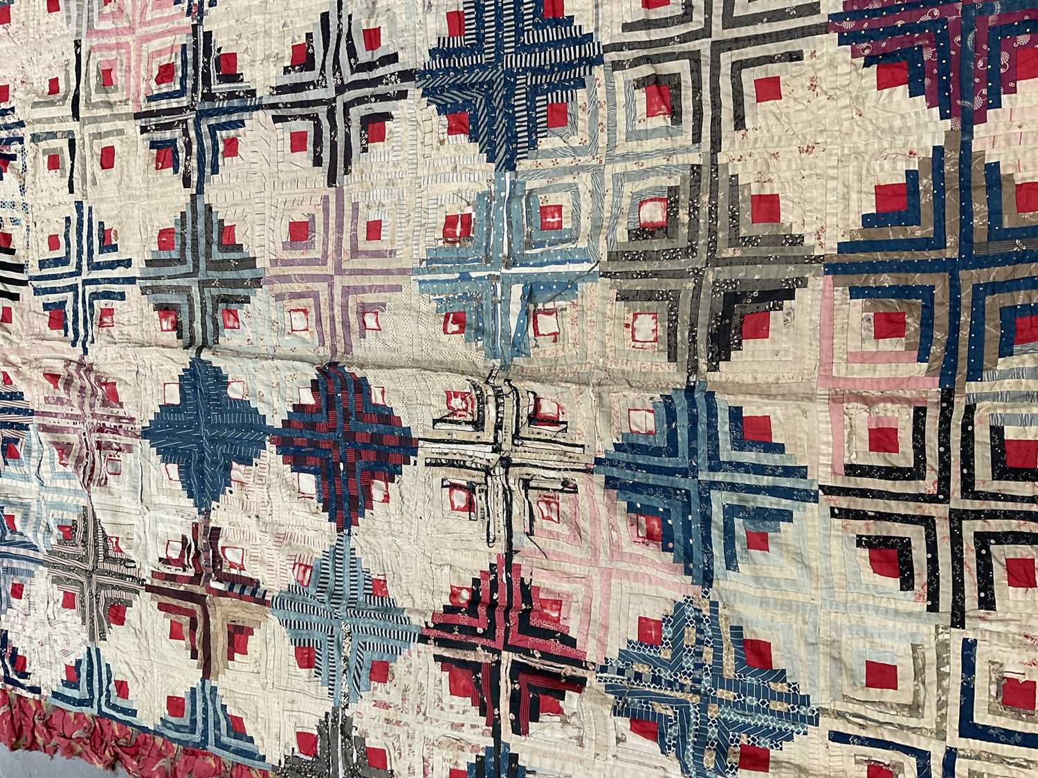 Lot 1736 - Antique patchwork quilt, two others