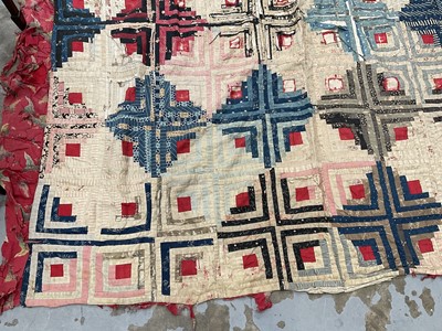 Lot 1736 - Antique patchwork quilt, two others