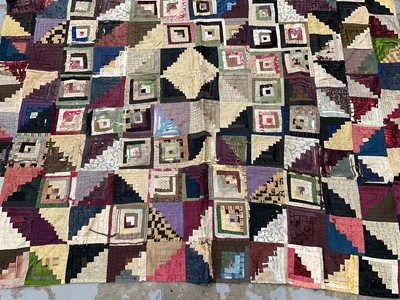 Lot 1736 - Antique patchwork quilt, two others