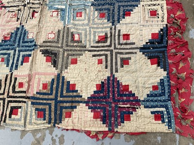 Lot 1736 - Antique patchwork quilt, two others