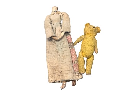 Lot 1737 - Antique rag doll and teddy