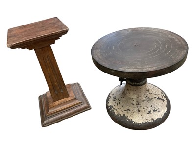 Lot 1597 - Antique potters stand and a wooden plinth