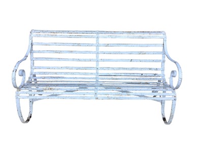 Lot 1787 - Victorian cast iron bench, painted white