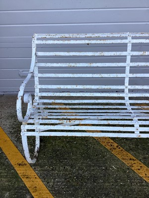 Lot 1787 - Victorian cast iron bench, painted white