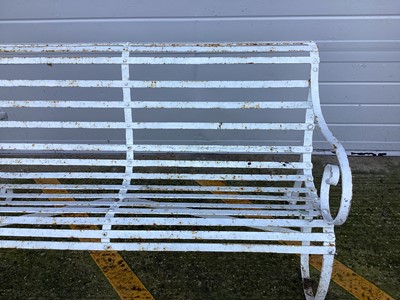 Lot 1787 - Victorian cast iron bench, painted white