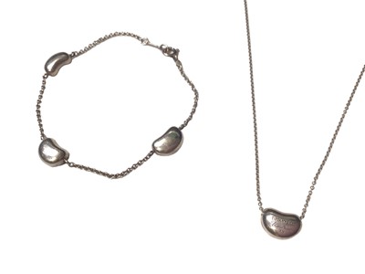 Lot 70 - Tiffany & Co silver 'Bean' necklace and bracelet designed by Elsa Peretti