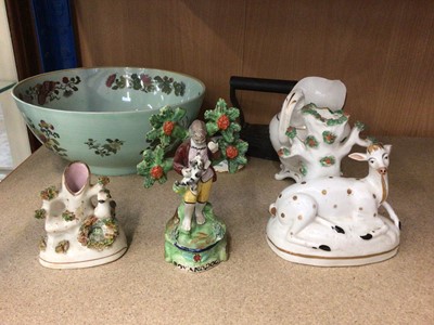Lot 72 - Early 19th century Staffordshire pearlware figure by Salt, together with a Staffordshire deer and spill vase, and other items
