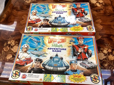 Lot 631 - Captain Scarlett & the Mysterons Adventure Game (x2) & Cloud Base HQ colouring set (x2), all boxed (4)