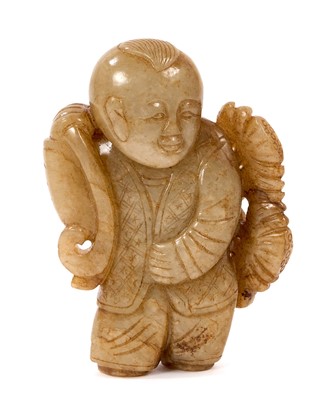 Lot 957 - Chinese carved jade figure of a boy