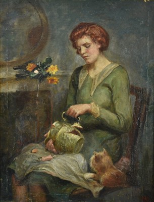 Lot 1153 - Mariquita Jenny Moberly (1855-1937) oil on canvas, "The Broken Vase" signed, inscribed verso, 54 x 42cm, in gilt frame