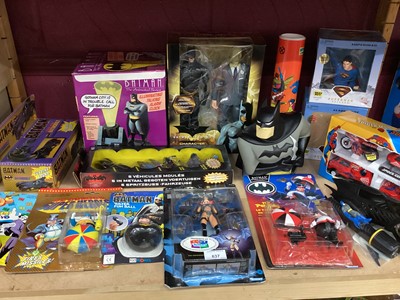 Lot 637 - Selection of Batman, Superman & Spider-Man merchandise (1 shelf)