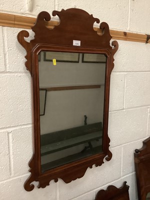 Lot 1428 - Antique mahogany framed fret carved mirror, 52cm wide, 83.5cm wide