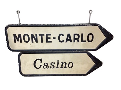 Lot 59 - Rare original 1960's Monte Carlo Casino two part metal street sign, dated 1969 on the back, 96cm wide