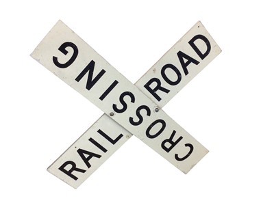 Lot 61 - Large original metal 'Railroad Crossing' x-shaped sign, 122cm on the diagonal