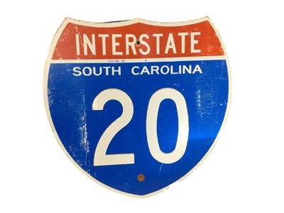 Lot 63 - Original American 'Interstate 20 South Carolina' metal road sign, 61cm x 61cm