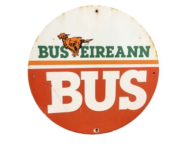 Lot 64 - Original Irish 'Bus Eireann' enamel sign, 36cm across