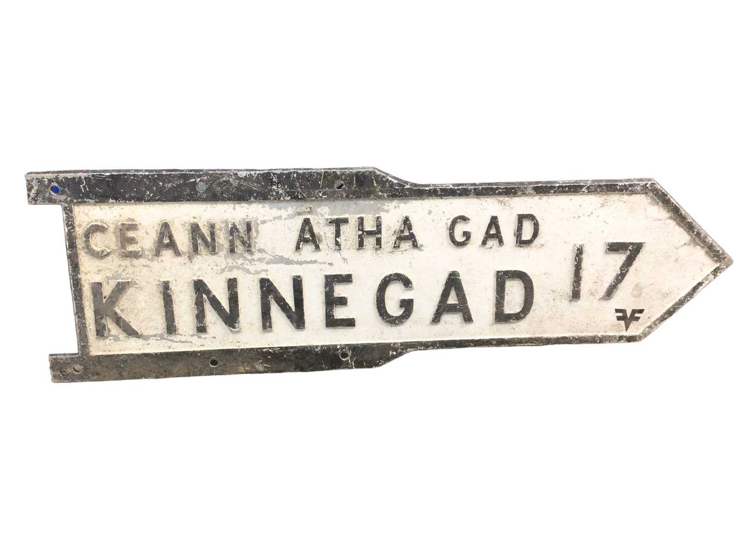 Lot 65 - Original Irish double-sided cast metal road sign, 95cm wide