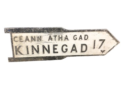 Lot 65 - Original Irish double-sided cast metal road sign, 95cm wide