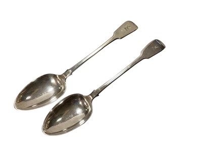 Lot 354 - Pair of William IV silver serving spoons