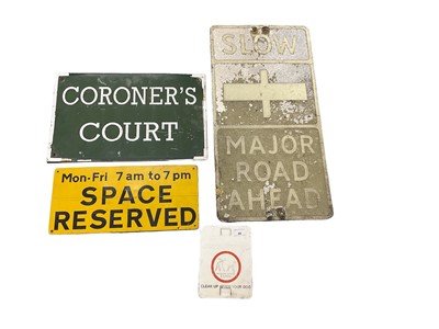 Lot 66 - Group of British signs including 'Slow Major Road Ahead' (4)