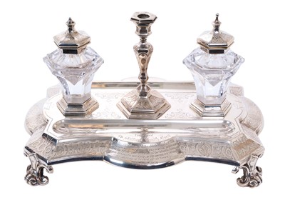 Lot 361 - Victorian silver inkstand