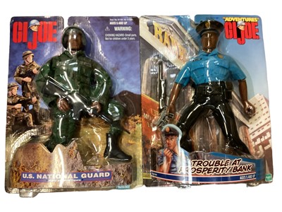 Lot 654 - Hasbro & Kenner (1997-1999) GI Joe action figures US National Guard, Trouble at Prosperity Bank and U.S. Amry Vietnam, on card with bubblepack (3)