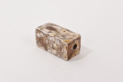 Lot 958 - Chinese jade pendant of cubic form and archaic style, with engraved decoration