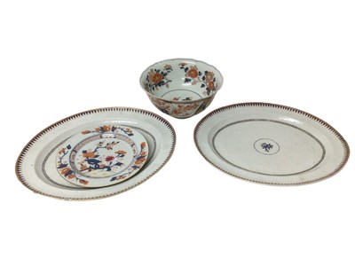 Lot 149 - 18th century Chinese Imari plate, 18th century Japanese bowl, together with a pair of 18th century oval dishes