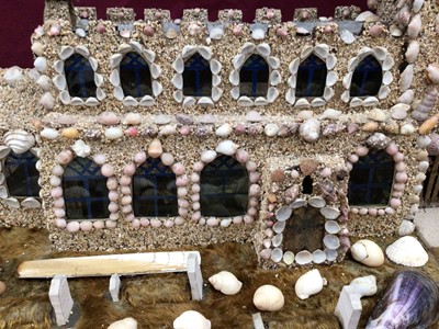 Lot 2418 - Old shell model of a church in glazed cabinet