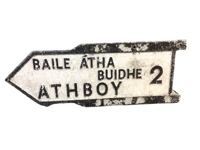 Lot 68 - Original Irish cast relief double-sided street sign - 'Baile Atha Buidhe Athboy', 77cm wide