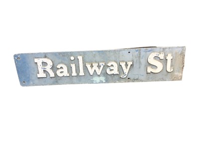 Lot 70 - Original relief cast metal 'Railway St' sign, 86cm wide