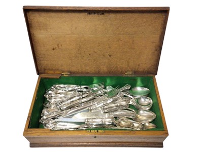 Lot 375 - Canteen of Mappin & Webb silver plated cutlery housed in a 19th century cutlery box