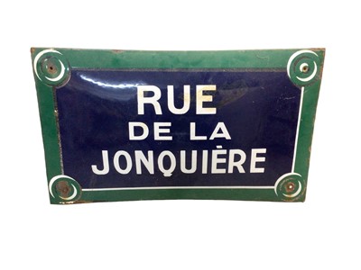 Lot 72 - Original French enamel street sign - 'Rue de la Jonquiere', 59.5cm x 35cm