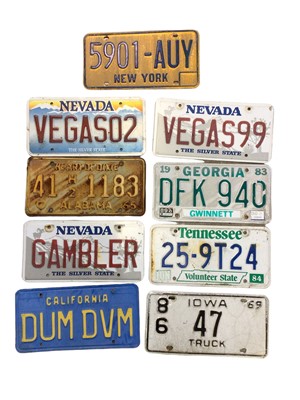 Lot 73 - Collection of nine American tin license plates