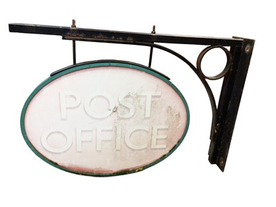 Lot 74 - Original Post Office sign on cast iron bracket, the sign 57cm wide
