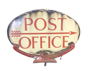 Lot 76 - Original enamel Post Office sign in cast iron bracket, 45.5cm wide