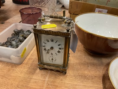 Lot 549 - French brass carriage clock with striking movement