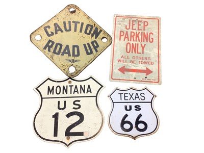 Lot 75 - Group of four original American road signs, together with two reproduction U.S. signs (6)