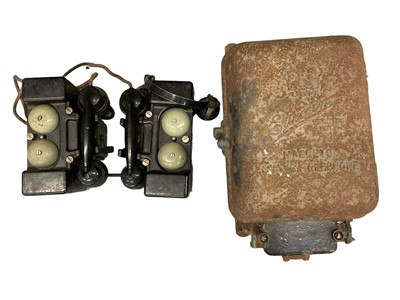 Lot 91 - Mining telephone and pair of antique telephones