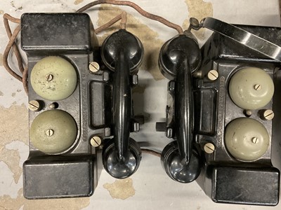 Lot 91 - Mining telephone and pair of antique telephones