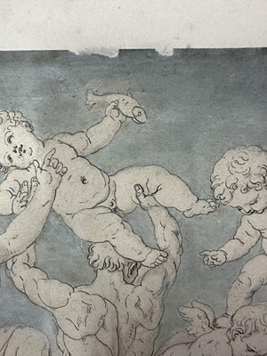 Lot 15 - Ink and wash drawing of Greek figures, laid on card, 18.5cm x 38cm, in glazed frame