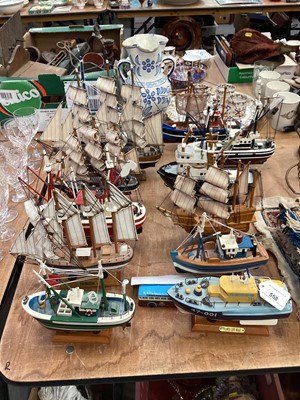 Lot 558 - Collection of wooden model boats