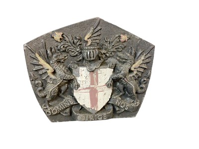 Lot 84 - City of London Corporation sign, probably removed from a building, with motto 'Domine Dirige Nos', 25cm wide