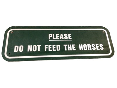 Lot 86 - Metal sign with raised lettering - 'Please do not feed the horses' - 45cm x 15cm