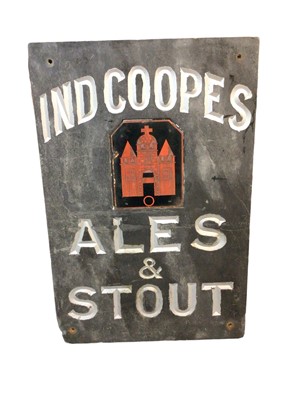 Lot 89 - Original 'Ind Coopes Ales & Stout' slate pub sign, 68.5cm x 45.5cm