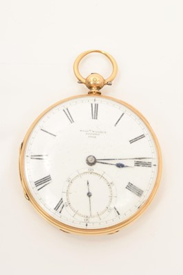 Lot 704 - Victorian 18ct gold open faced pocket watch, the dial signed William Wright, London