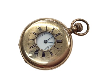 Lot 1093 - Gold plated half hunter pocket watch by Schierwater & Lloyd, Liverpool