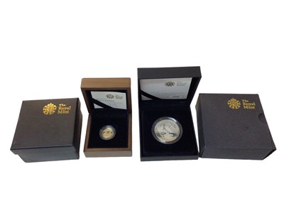 Lot 489 - G.B. - Royal Mint gold proof Tenth Ounce Britannia 2009 and silver proof Piedfort £5