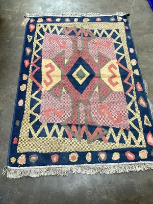 Lot 1380 - Rug with multi coloured abstract decoration, 160cm x 110cm